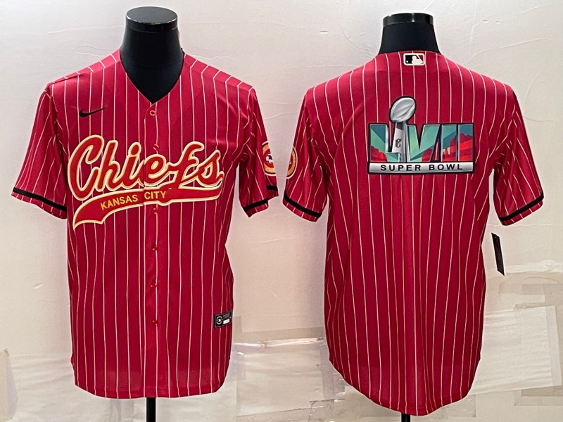 Kansas City Chiefs Blank Red With Super Bowl LVII Big Logo Cool Base Stitched Jersey - Zenithce