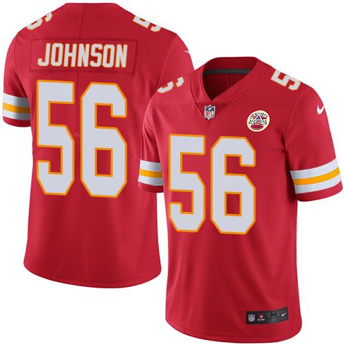 Chiefs #56 Derrick Johnson Red Stitched Limited Rush Nike Jersey - Zenithce