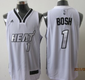 Miami Heats #1 Chris Bosh White With Silvery Fashion Jersey - Zenithce