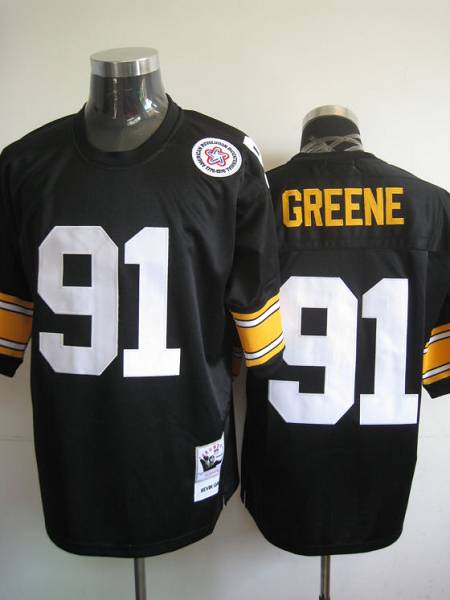 Mitchell And Ness Steelers #91 Kevin Greene Black Stitched Throwback Jersey - Zenithce