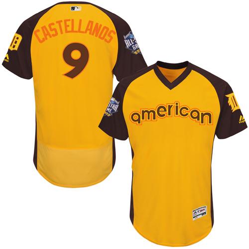 Tigers #9 Nick Castellanos Gold Flexbase Authentic Collection 2016 All-Star American League Stitched Jersey - Zenithce