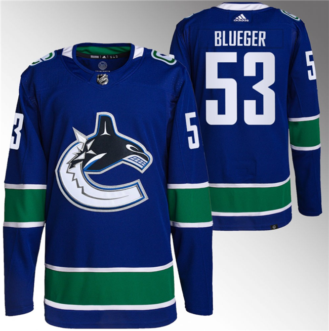 Vancouver Canucks #53 Teddy Blueger Blue Retro Stitched Jersey - Zenithce