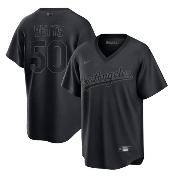 Los Angeles Dodgers #50 Mookie Betts Black Pitch Black Fashion Replica Stitched Jersey - Zenithce