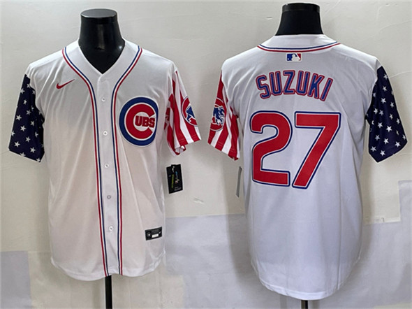 Chicago Cubs #27 Seiya Suzuki White 2025 Independence Day Vapor Premier Limited Stitched Jersey - Zenithce