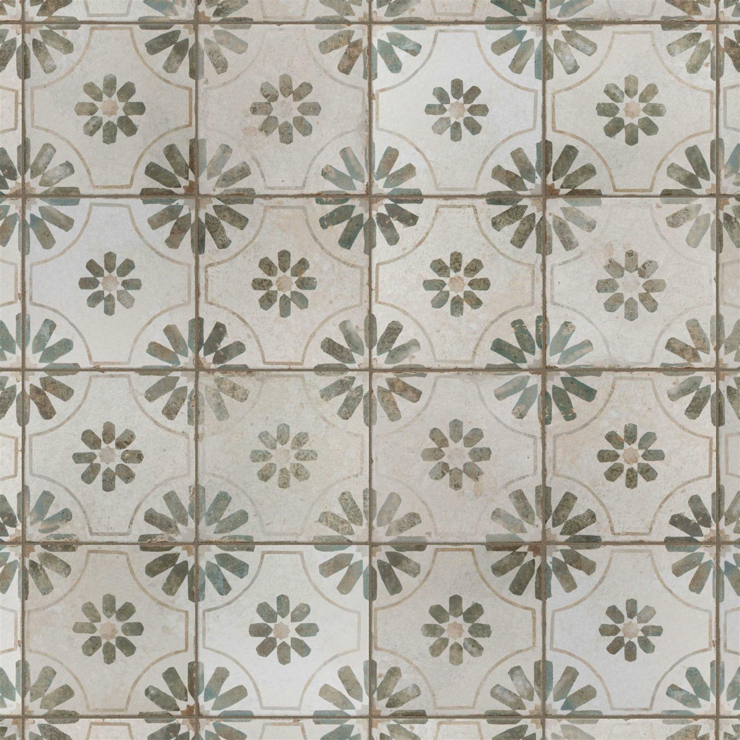 Merola Tile Kings Blume Sage 17-5/8 in. x 17-5/8 in. Ceramic Floor and Wall Tile - Zenithce