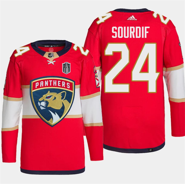 Florida Panthers #24 Justin Sourdif Red 2024 Stanley Cup Final Stitched Jersey - Zenithce