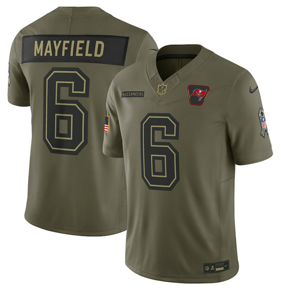 Tampa Bay Buccaneers #6 Baker Mayfield Olive 2025 Salute to Service Limited Stitched Jersey - Zenithce