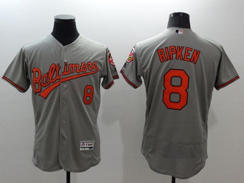 Orioles #8 Cal Ripken Grey Flexbase Authentic Collection Stitched Jersey - Zenithce