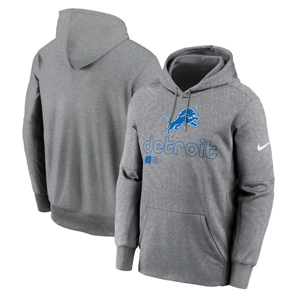 Detroit Lions Gray Performance Pullover Hoodie - Zenithce