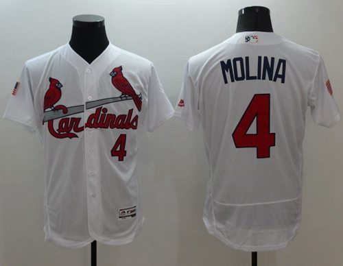 Cardinals #4 Yadier Molina White Fashion Stars Stripes Flexbase Authentic Stitched Jersey - Zenithce