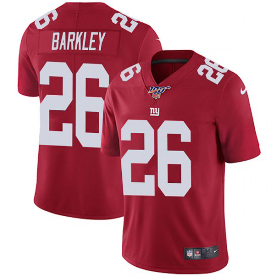 New York Giants 100th #26 Saquon Barkley Red Draft Vapor Untouchable Limited Stitched Jersey - Zenithce