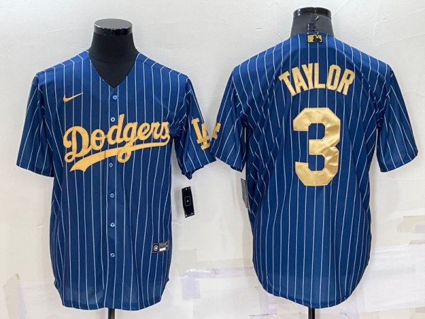 Los Angeles Dodgers #3 Chris Taylor Navy Gold Cool Base Stitched Baseball Jersey - Zenithce