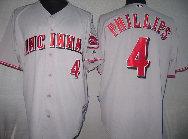 Reds #4 Brandon Phillips Grey Cool Base Stitched Jersey - Zenithce