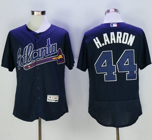 Braves #44 Hank Aaron Navy Blue Flexbase Authentic Collection Stitched Jersey - Zenithce