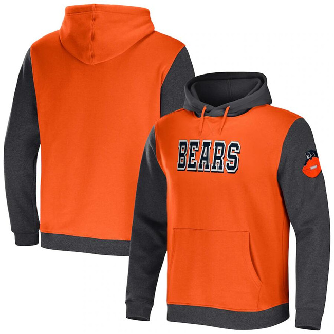 Chicago Bears X Darius Rucker Collection Orange Heather Colorblock Pullover Hoodie - Zenithce