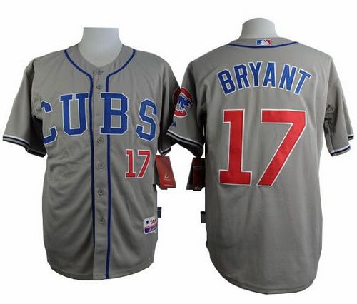 Cubs #17 Kris Bryant Grey Alternate Road Cool Base Stitched Jersey - Zenithce