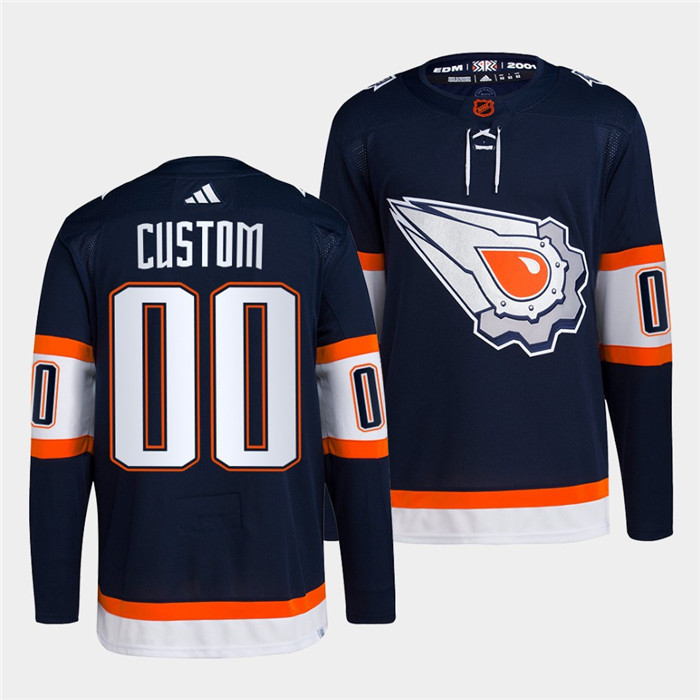 Edmonton Oilers Custom Navy 2022-23 Reverse Retro Stitched Jersey - Zenithce