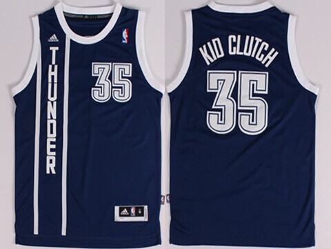 Oklahoma City Thunder #35 Kid Clutch Nickname Navy Blue Swingman Jersey - Zenithce