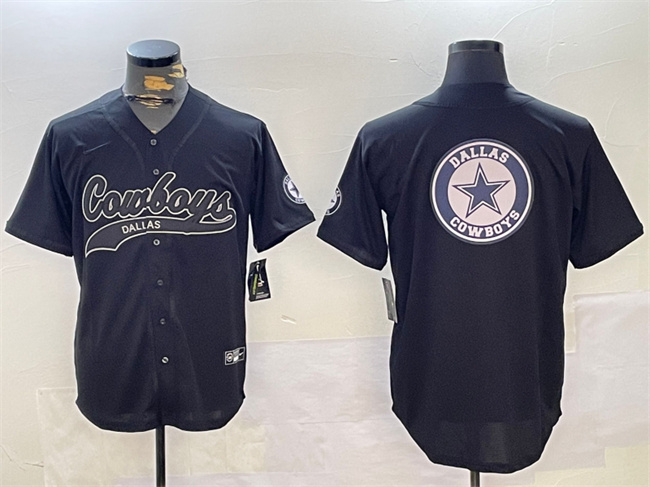 Dallas Cowboys Team Big Logo Black With Patch Cool Base Stitched Jersey - Zenithce