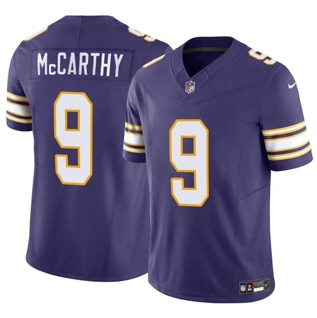 Minnesota Vikings #9 J.J. McCarthy Purple 2024 Draft F.U.S.E. Throwback Vapor Untouchable Limited Stitched Jersey - Zenithce