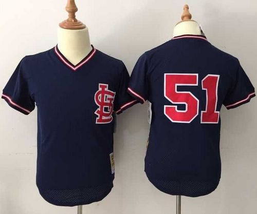 Mitchell And Ness Cardinals #51 Willie McGee Navy Blue Throwback Stitched Jersey - Zenithce