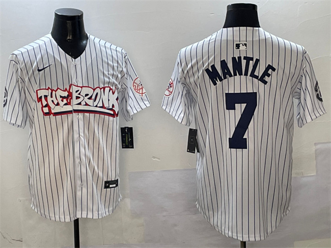 New York Yankees #7 Mickey Mantle White Bronx Graffiti Vapor Limited Stitched Jersey - Zenithce