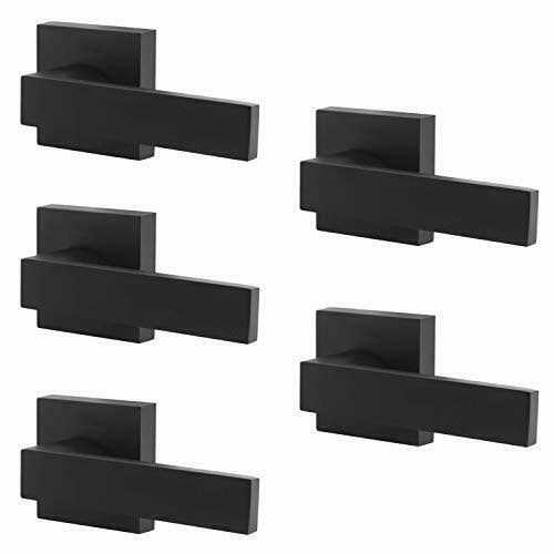 Probrico Heavy Duty Flat Black Door Handles Square Privacy Interior Door Levers Bedromm and Bathroom Door Handles Keyless Bed/Bath Lockset - Zenithce