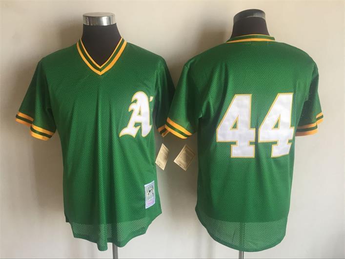 Oakland Athletics #44 Reggie Jackson Mitchell Ness Green 1987 Throwback Stitched Jersey - Zenithce