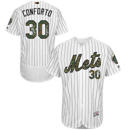 Mets #30 Michael Conforto White(Blue Strip) Flexbase Authentic Collection 2016 Memorial Day Stitched Jersey - Zenithce