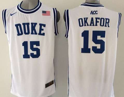 Duke Blue Devils #15 Jahlil Okafor 2015 White Round Collar Jersey - Zenithce