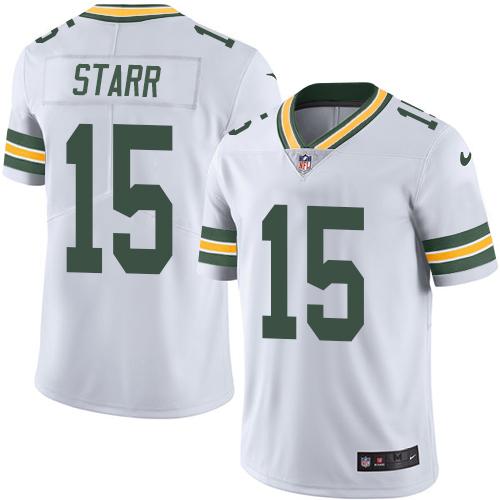 Packers #15 Bart Starr White Stitched Limited Rush Nike Jersey - Zenithce