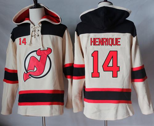 Devils #14 Adam Henrique Cream Sawyer Hooded Sweatshirt Stitched Jersey - Zenithce