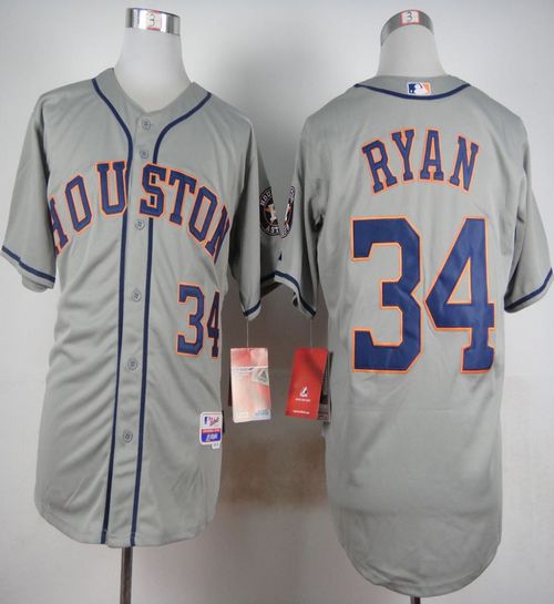Astros #34 Nolan Ryan Grey Cool Base Stitched Jersey - Zenithce