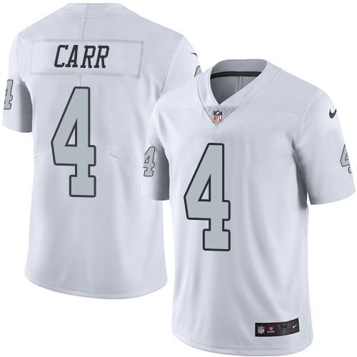 Raiders #4 Derek Carr White Stitched Limited Rush Nike Jersey - Zenithce