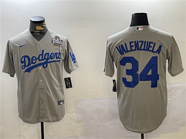 Los Angeles Dodgers #34 Toro Valenzuela Gray 2024 World Series Cool Base Stitched Jersey - Zenithce