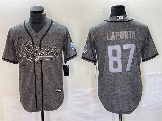 Detroit Lions #87 Sam LaPorta Gray Cool Base Stitched Jersey - Zenithce