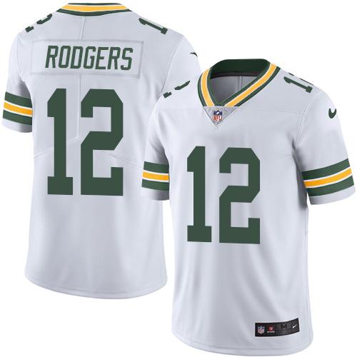 Packers #12 Aaron Rodgers White Stitched Limited Rush Nike Jersey - Zenithce