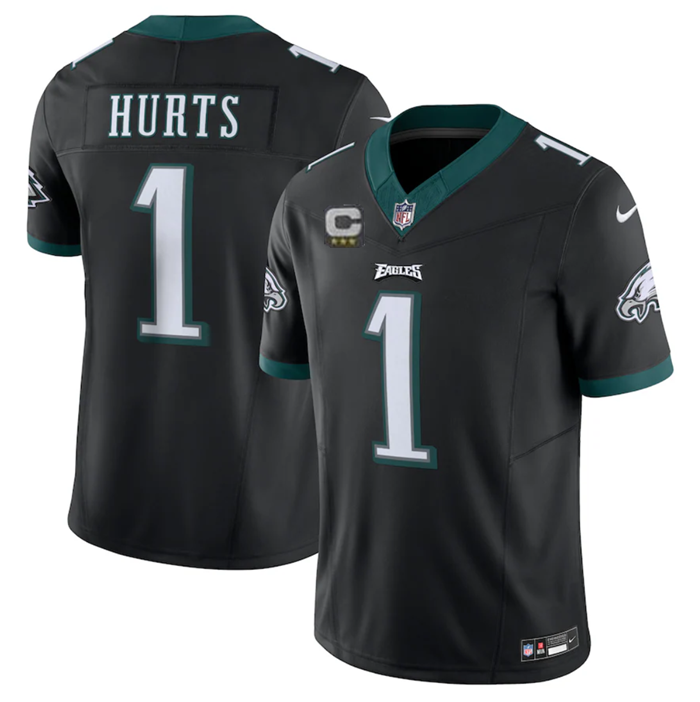 Philadelphia Eagles #1 Jalen Hurts Black 2023 F.U.S.E. With C Patch Vapor Untouchable Limited Stitched Jersey - Zenithce