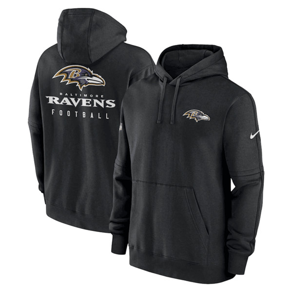 Baltimore Ravens Black Sideline Club Fleece Pullover Hoodie - Zenithce