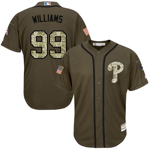 Phillies #99 Mitch Williams Green Salute To Service Stitched Jersey - Zenithce