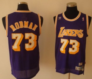 Los Angeles Lakers #73 Dennis Rodman Purple Swingman Throwback Jersey - Zenithce