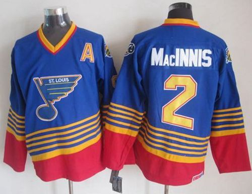Blues #2 Al MacInnis Light Blue Red CCM Throwback Stitched Jersey - Zenithce