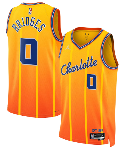 Charlotte Hornets #0 Miles Bridges Gold 2025-26 City Edition Swingman Stitched Jersey - Zenithce
