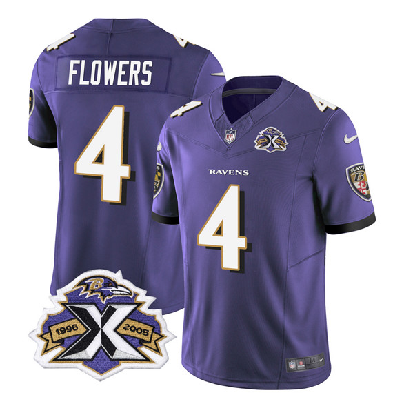 Baltimore Ravens #4 Zay Flowers Purple 2023 F.U.S.E With Patch Throwback Vapor Limited Stitched Jersey - Zenithce