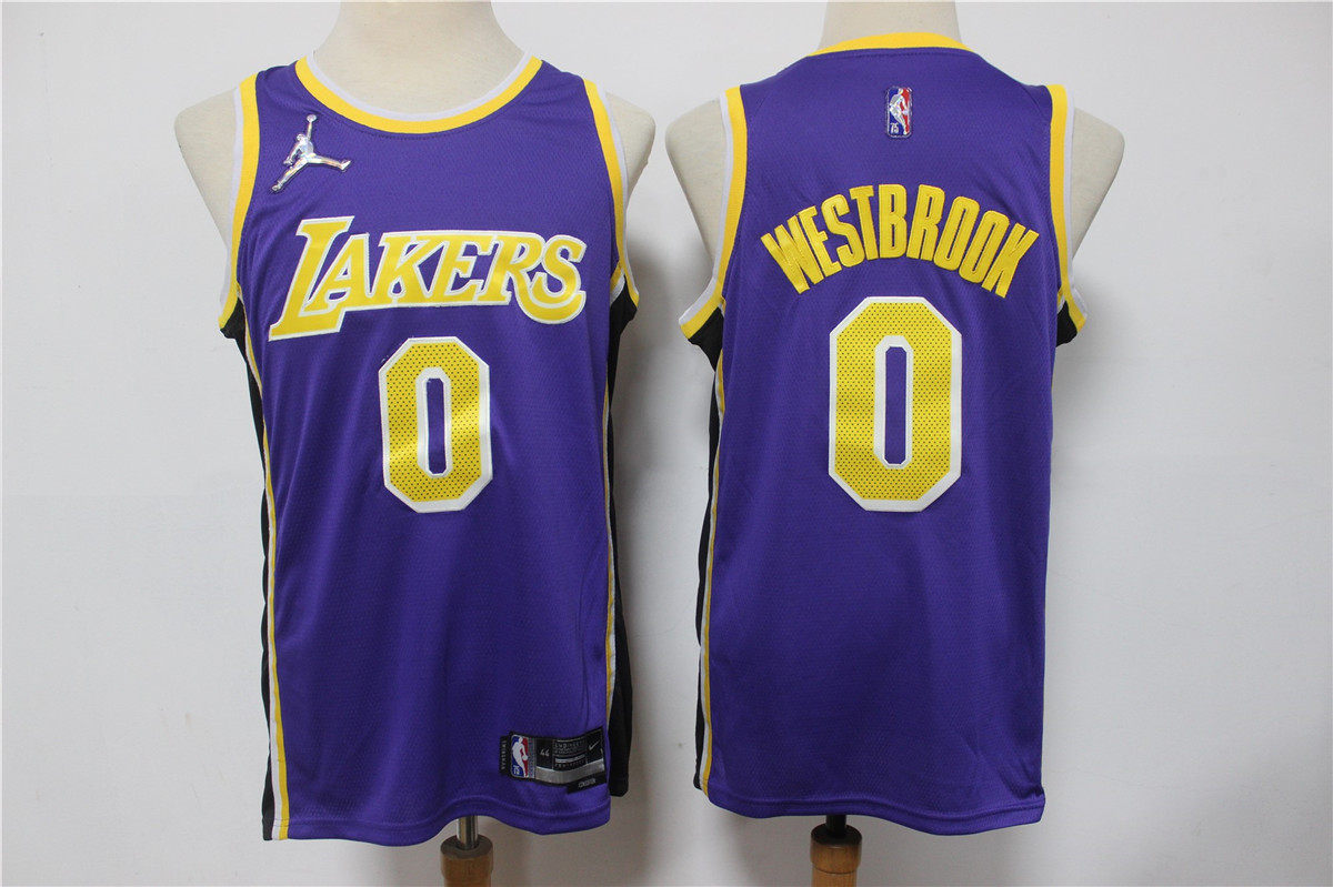 Los Angeles Lakers #0 Russell Westbrook Purple Jordan 75th Anniversary Diamond 2021 Stitched Jersey - Zenithce