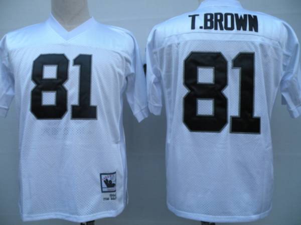 Mitchell And Ness Raiders #81 Tim Brown White Stitched Throwback Jersey - Zenithce