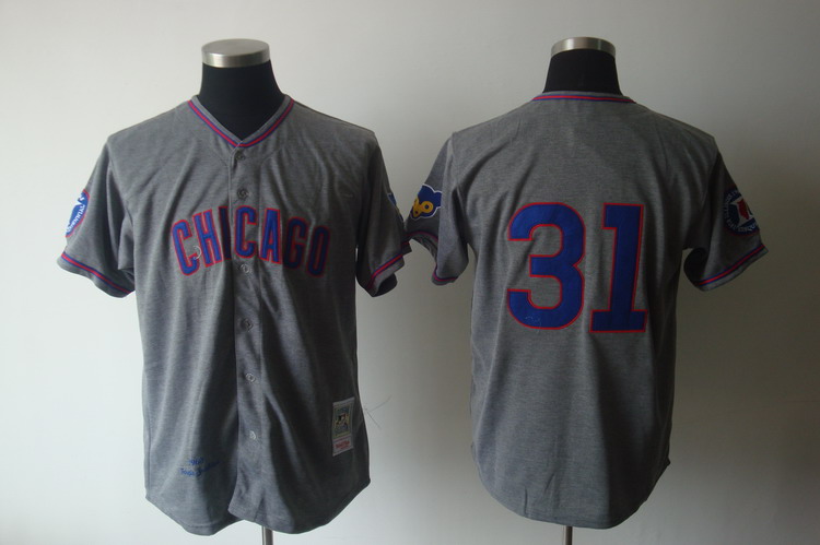 Mitchell And Ness 1968 Cubs #31 Fergie Jenkins Grey Stitched Throwback Jersey - Zenithce