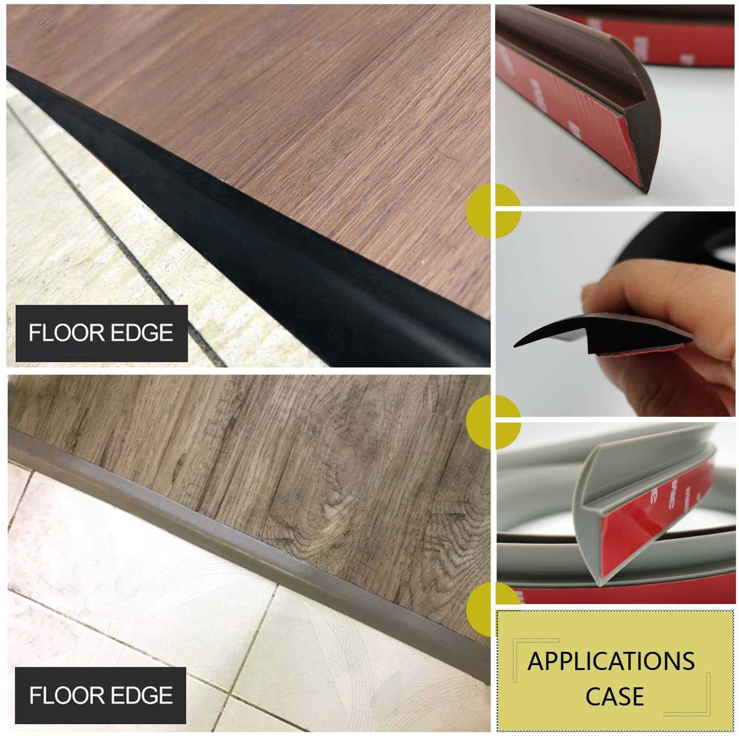 ZEYUE 6.56 FT PVC Carpet & Floor Edging Trim Strip-Threshold Transition Strips-Self Adhesive-Suitable for Threshold Transitions with a Height Less - Zenithce