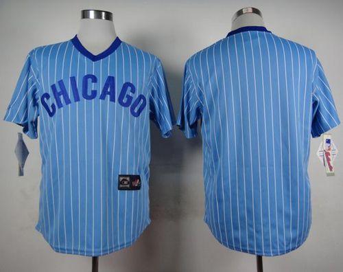 Cubs Blank Blue(White Strip) Cooperstown Throwback Stitched Jersey - Zenithce