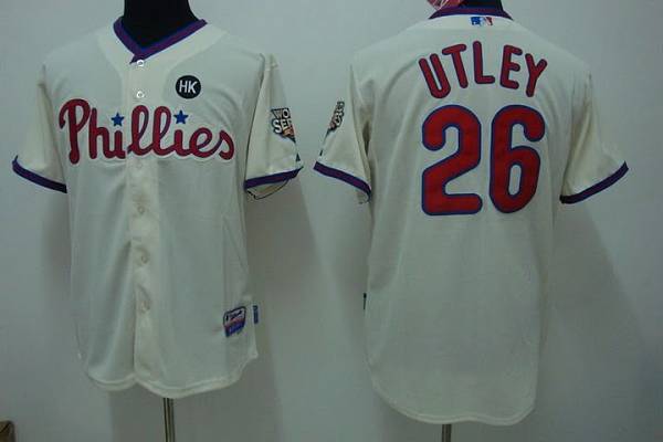Phillies #26 Chase Utley Stitched Cream Jersey - Zenithce